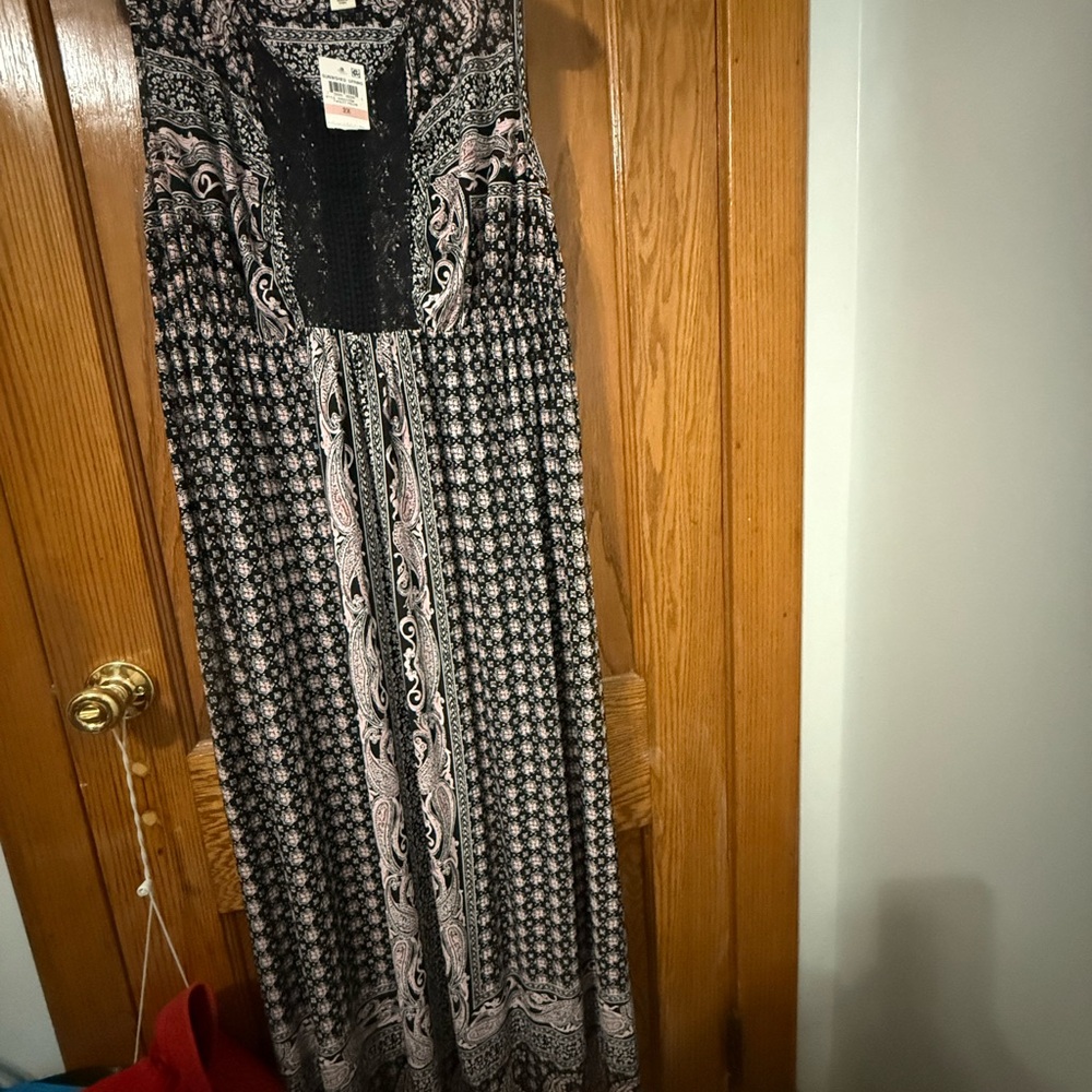 Style & Co. Black and Pink Maxi Dress